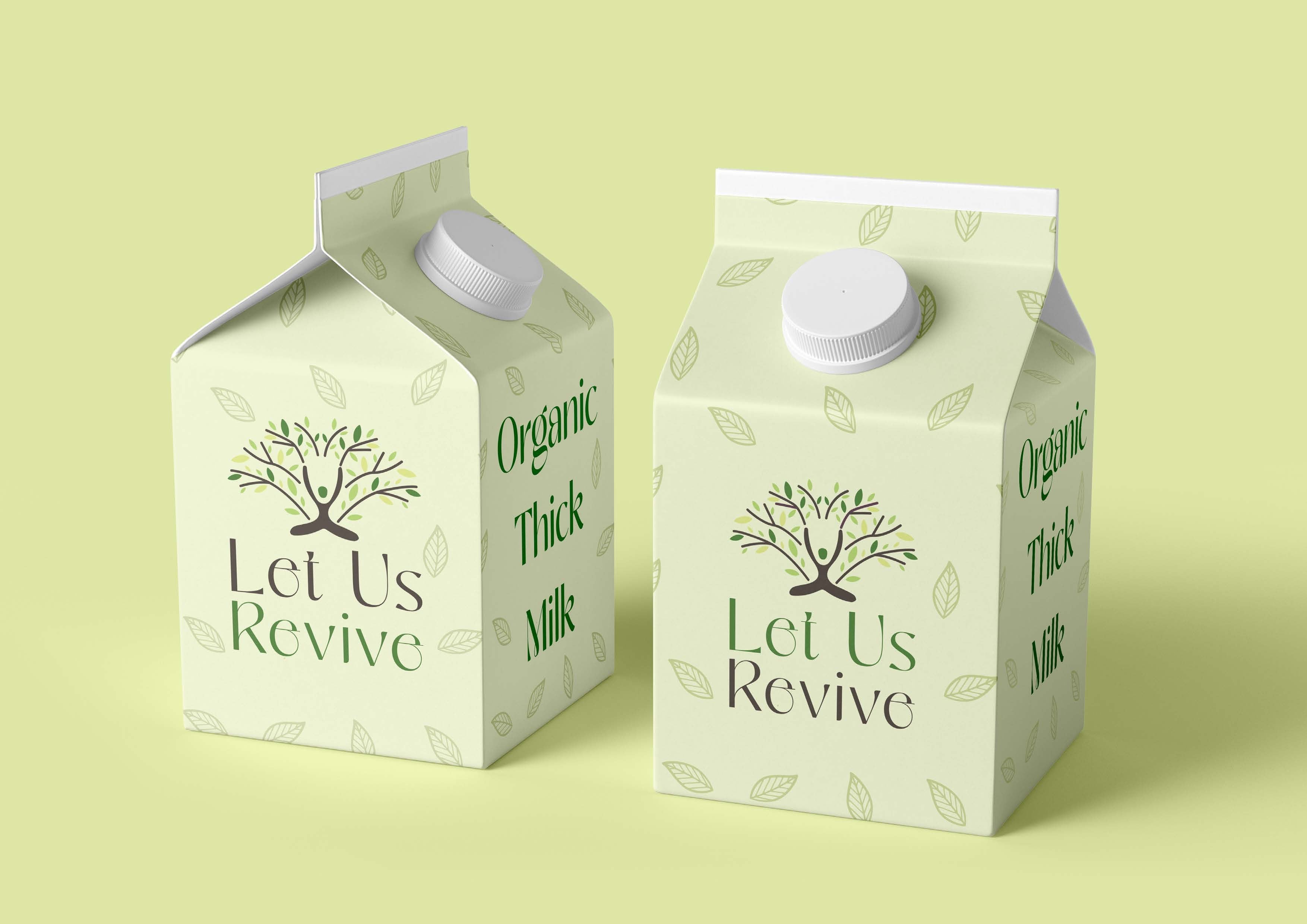 Let Us Revive green organic milk carton packaging