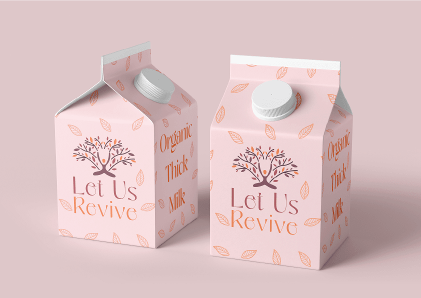 Let Us Revive pink organic milk carton packaging